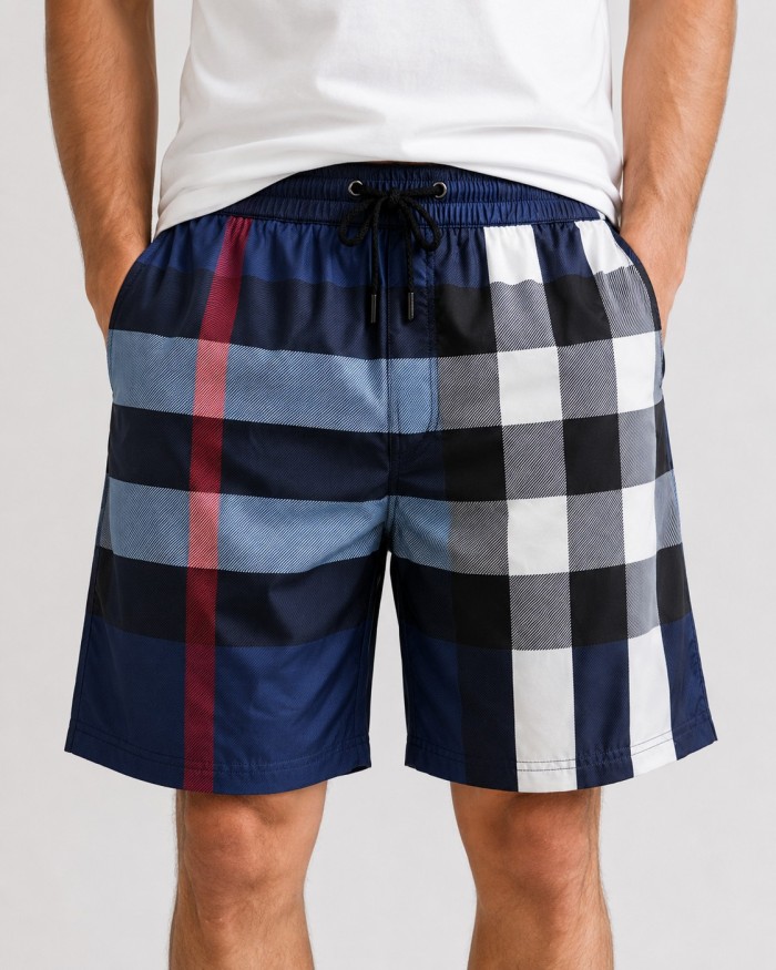 Burberry Checked Drawstring Swim Shorts
