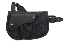 DIOR Saddle Cow Leather Saddle Bag, Fanny Pack, Crossbody Bag, Sling Bag Men's Black 1ADPO095YKY-H00N L24cm W4cm H17.5cm