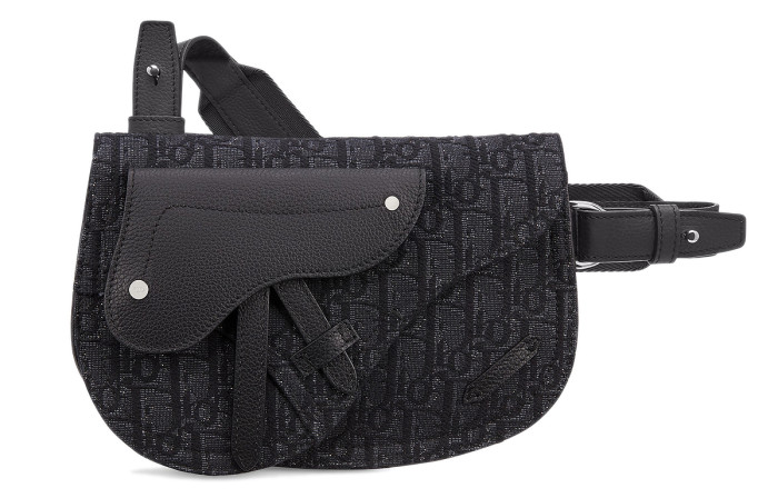 DIOR Saddle Cow Leather Saddle Bag, Fanny Pack, Crossbody Bag, Sling Bag Men's Black 1ADPO095YKY-H00N L24cm W4cm H17.5cm