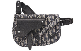 DIOR Saddle Cow Leather Saddle Bag, Fanny Pack, Shoulder Bag, Crossbody Bag Regular Men's Beige/Black 1ADPO095YKY-H28E L24cm W3.5cm H17.5cm