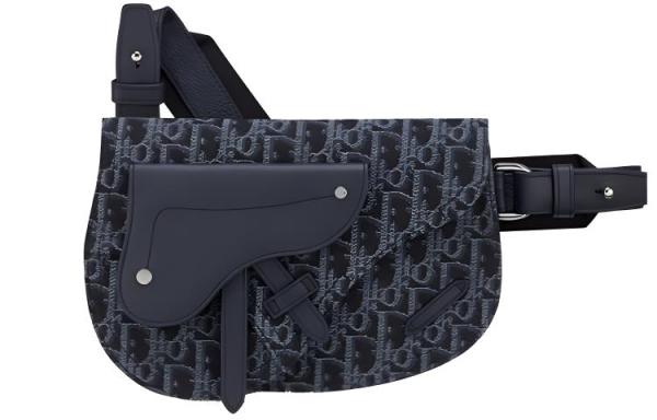 DIOR Saddle Leather Saddle Bag, Sling Bag, Crossbody Bag, Fanny Pack Men's Blue 1ADPO095YKY-H55E size 24*17.5cm