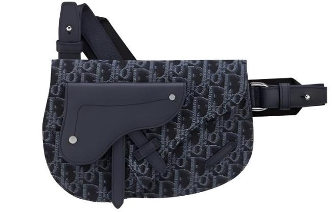 DIOR Saddle Leather Saddle Bag, Sling Bag, Crossbody Bag, Fanny Pack Men's Blue 1ADPO095YKY-H55E size 24*17.5cm