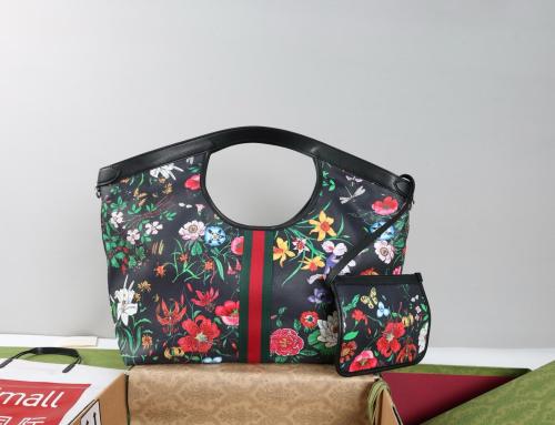 GUCCI Thermoplastic Polyurethane Handbag Large Women's Black 853971-FAGDB-1053 L40cm W16cm H46cm