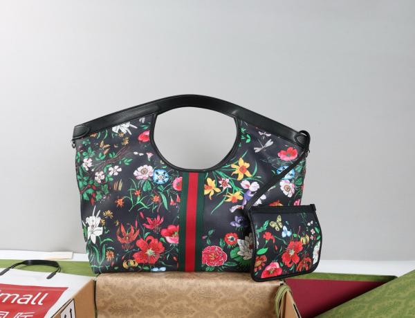 GUCCI Thermoplastic Polyurethane Handbag Large Women's Black 853971-FAGDB-1053 L40cm W16cm H46cm