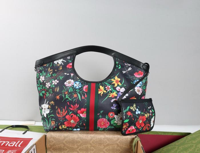 GUCCI Thermoplastic Polyurethane Handbag Large Women's Black 853971-FAGDB-1053 L40cm W16cm H46cm