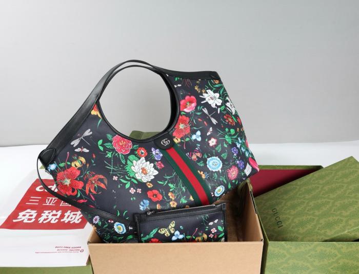 GUCCI Thermoplastic Polyurethane Handbag Large Women's Black 853971-FAGDB-1053 L40cm W16cm H46cm