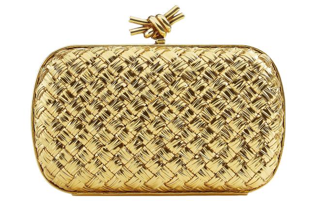 Bottega Veneta Knot Minaudiere Pressed Intreccio Gold 717622V2OG18922 L19cm W5cm H11.5cm