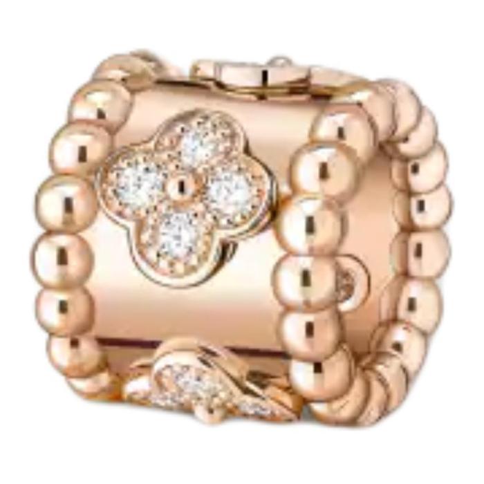Van Cleef & Arpels Perlee Series 18K Gold Diamond Necklaces Unisex Rose Gold