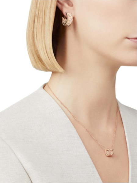 Van Cleef & Arpels Perlee Series 18K Gold Diamond Necklaces Unisex Rose Gold