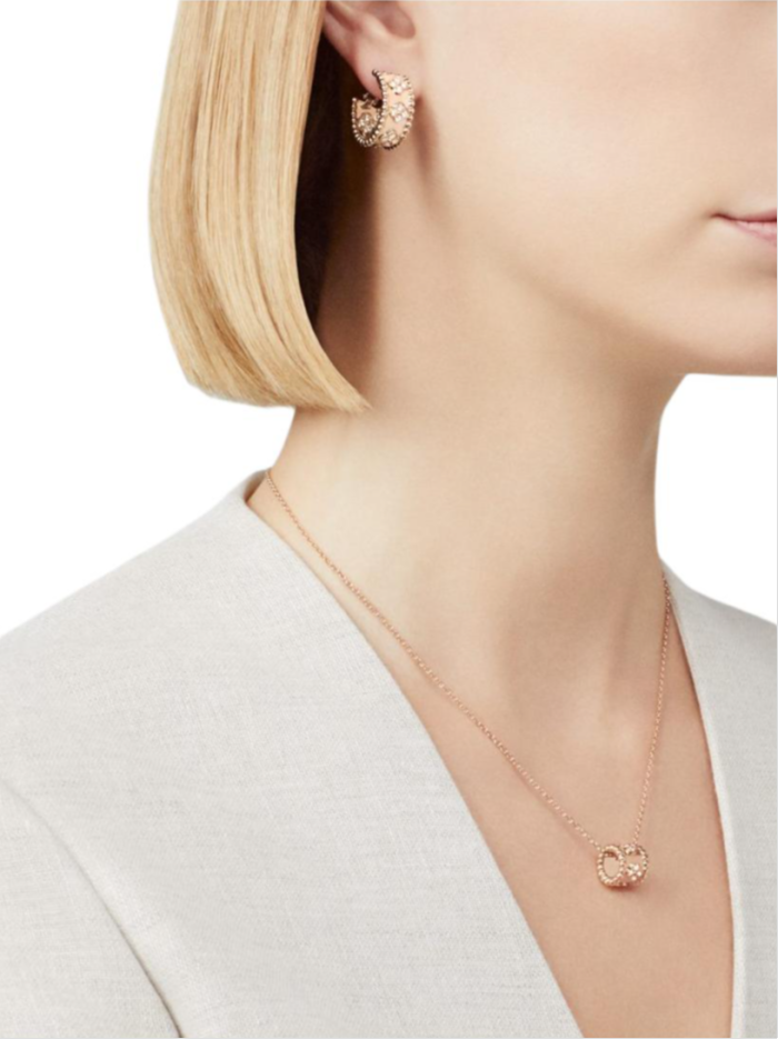 Van Cleef & Arpels Perlee Series 18K Gold Diamond Necklaces Unisex Rose Gold