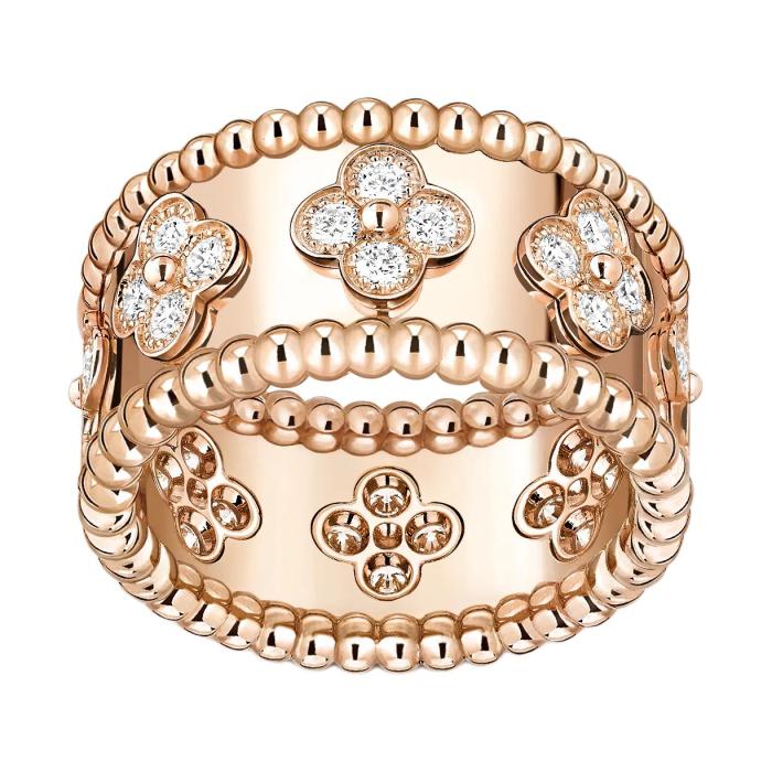 Van Cleef & Arpels Perlee Clovers Rose Gold Rings Women's