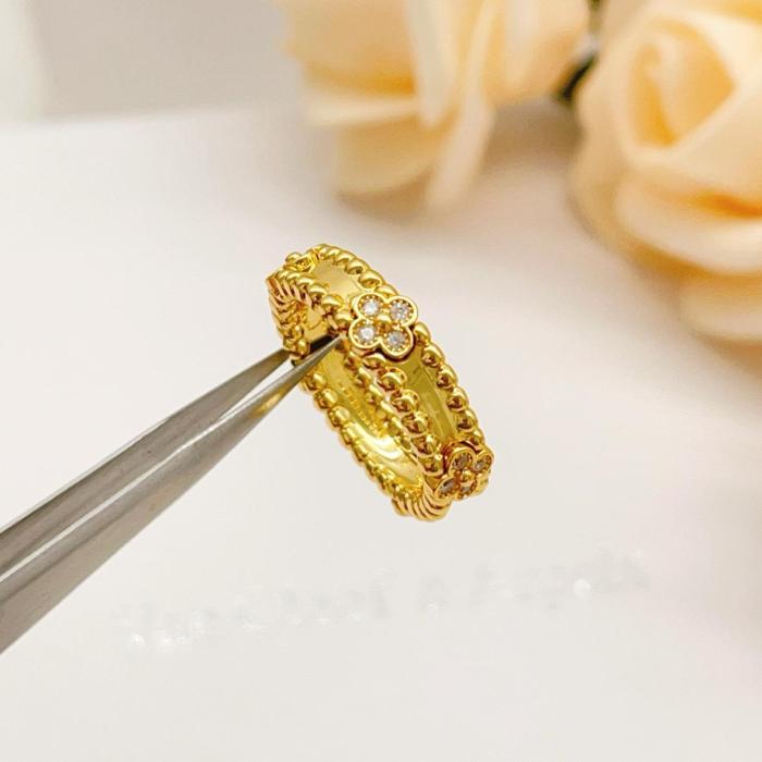 Van Cleef & Arpels Perlee Series 18K Gold Diamond Rings Unisex Gold