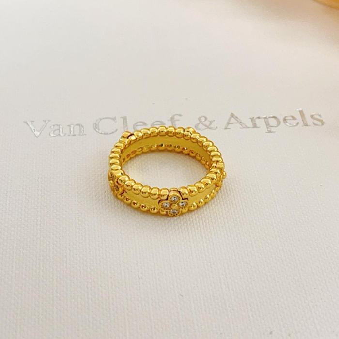 Van Cleef & Arpels Perlee Series 18K Gold Diamond Rings Unisex Gold
