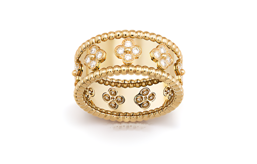Van Cleef & Arpels Perlee Series 18K Gold Diamond Rings Unisex Gold
