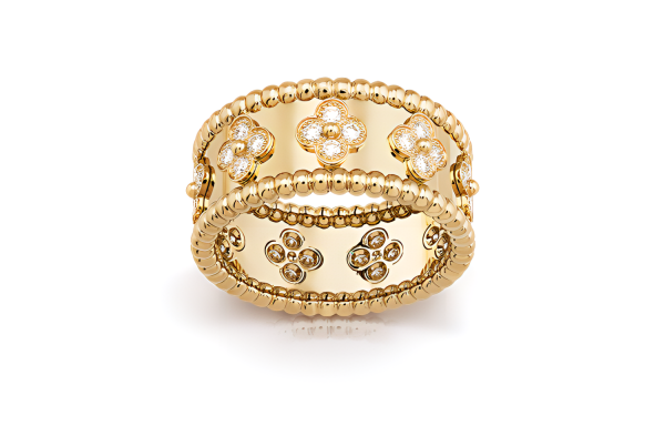 Van Cleef & Arpels Perlee Series 18K Gold Diamond Rings Unisex Gold