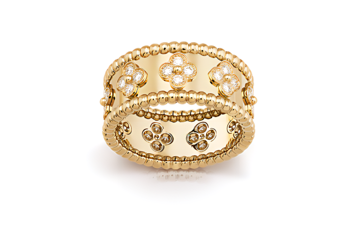Van Cleef & Arpels Perlee Series 18K Gold Diamond Rings Unisex Gold