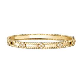 Van Cleef & Arpels Perlee Series 18K Gold Diamond Bangles Unisex Gold
