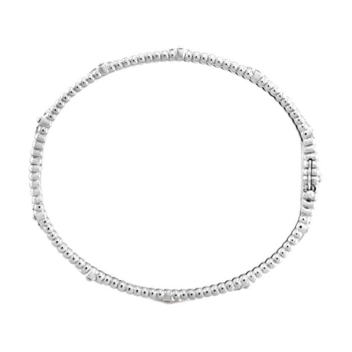 Van Cleef & Arpels Perlee Series 18K Gold Diamond Bangles Unisex White Gold