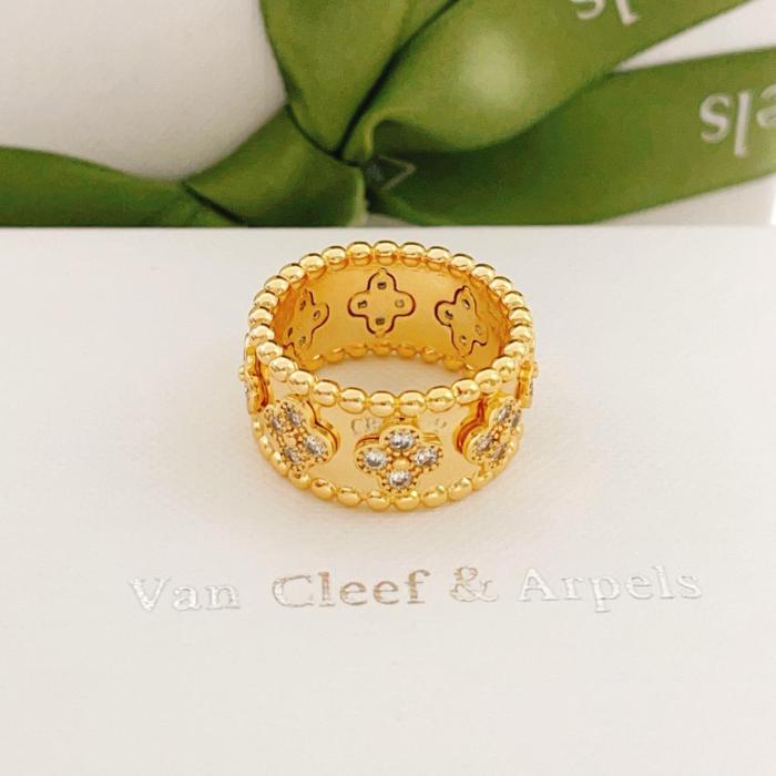Van Cleef & Arpels Perlee Series 18K Gold Diamond Rings Unisex Gold