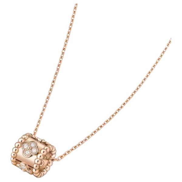 Van Cleef & Arpels Perlee Series 18K Gold Diamond Necklaces Unisex Rose Gold