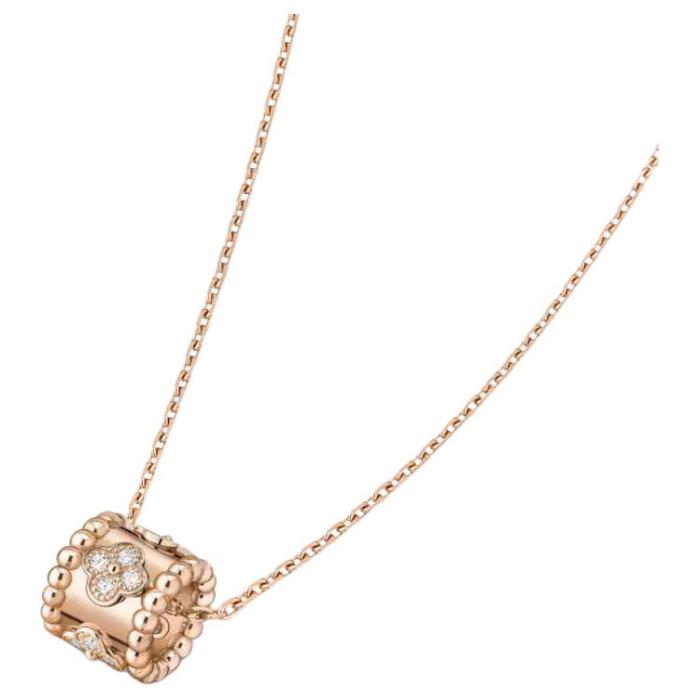 Van Cleef & Arpels Perlee Series 18K Gold Diamond Necklaces Unisex Rose Gold