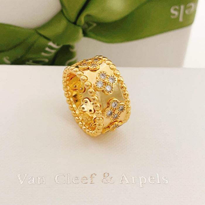 Van Cleef & Arpels Perlee Series 18K Gold Diamond Rings Unisex Gold
