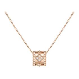 Van Cleef & Arpels Perlee Series 18K Gold Diamond Necklaces Unisex Rose Gold