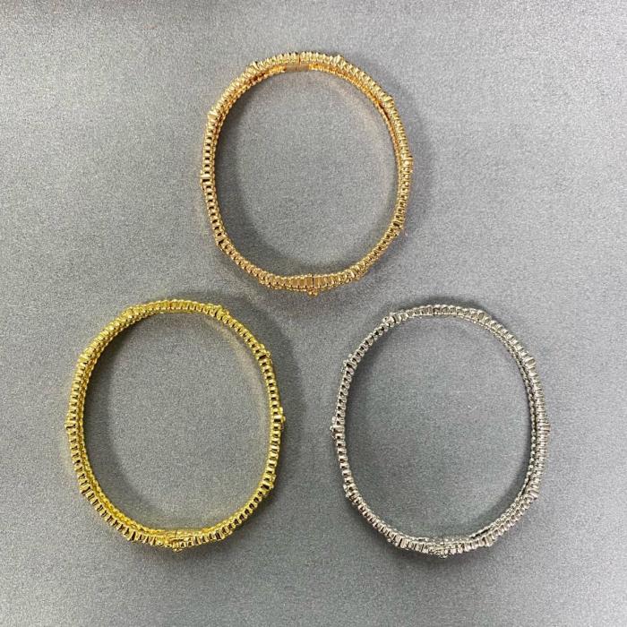 Van Cleef & Arpels Perlee Series 18K Gold Diamond Bangles Unisex White Gold