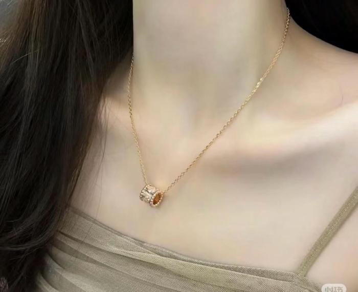 Van Cleef & Arpels Perlee Series 18K Gold Diamond Necklaces Unisex Rose Gold