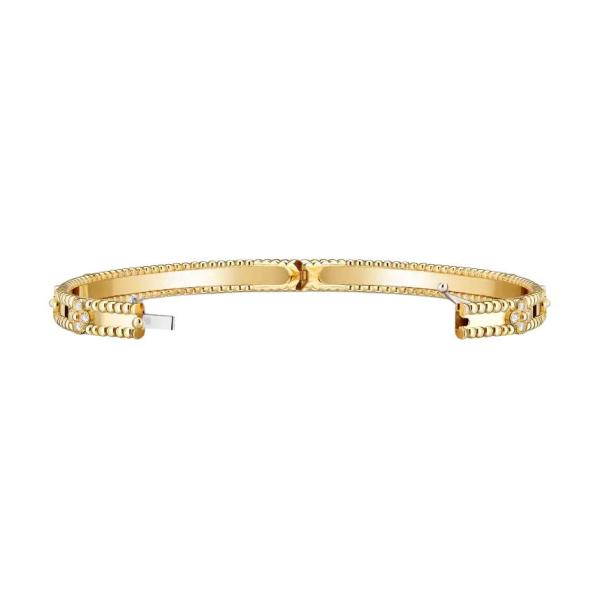 Van Cleef & Arpels Perlee Series 18K Gold Diamond Bangles Unisex Gold