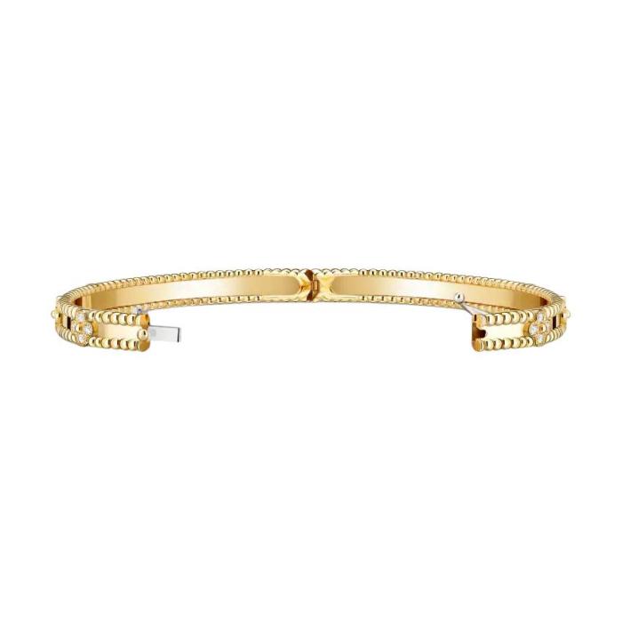 Van Cleef & Arpels Perlee Series 18K Gold Diamond Bangles Unisex Gold