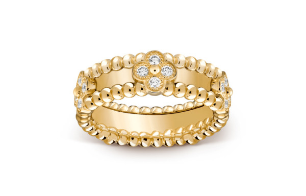 Van Cleef & Arpels Perlee Series 18K Gold Diamond Rings Unisex Gold