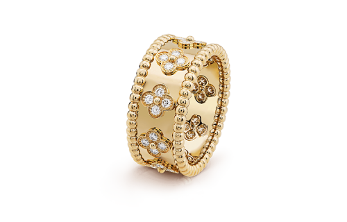 Van Cleef & Arpels Perlee Series 18K Gold Diamond Rings Unisex Gold