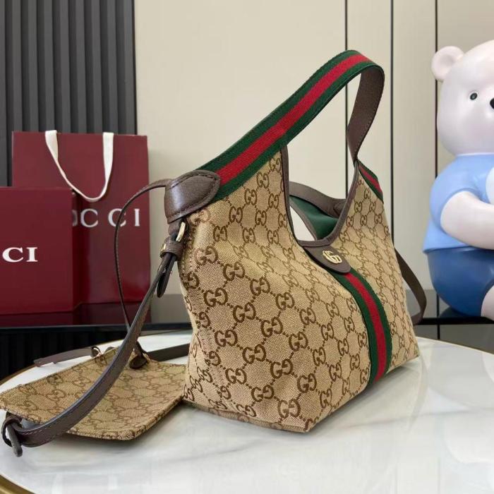 GUCCI Canvas Handbag Small Women's Beige Brown 860845-AAF8L-2547 L25cm W15cm H20cm