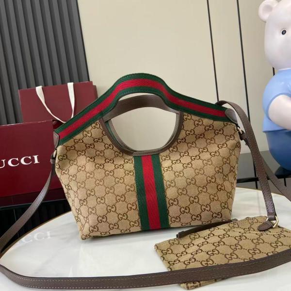 GUCCI Canvas Handbag Small Women's Beige Brown 860845-AAF8L-2547 L25cm W15cm H20cm