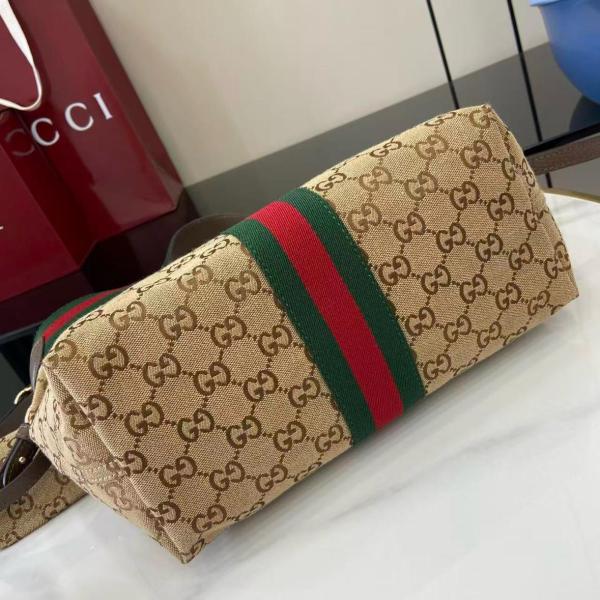 GUCCI Canvas Handbag Small Women's Beige Brown 860845-AAF8L-2547 L25cm W15cm H20cm