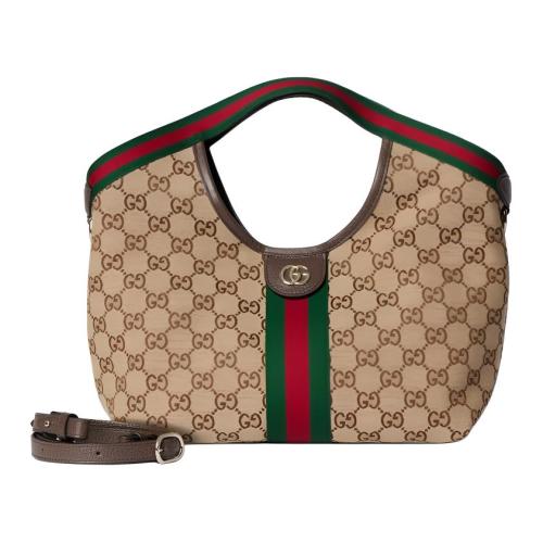 GUCCI Canvas Handbag Small Women's Beige Brown 860845-AAF8L-2547 L25cm W15cm H20cm