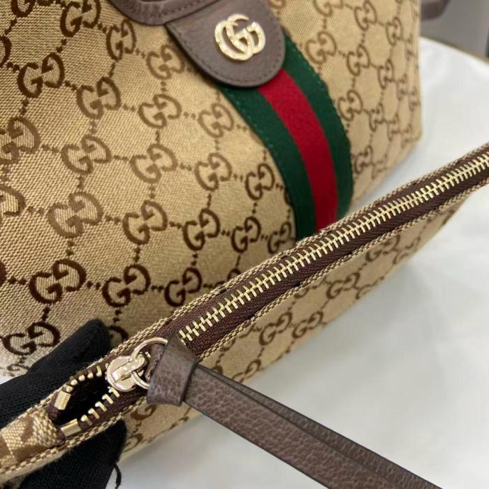 GUCCI Canvas Handbag Small Women's Beige Brown 860845-AAF8L-2547 L25cm W15cm H20cm