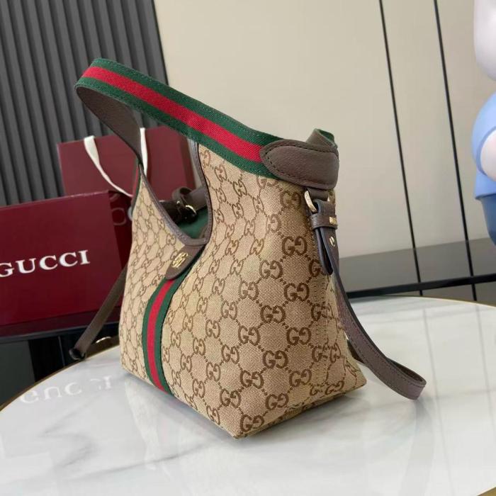 GUCCI Canvas Handbag Small Women's Beige Brown 860845-AAF8L-2547 L25cm W15cm H20cm