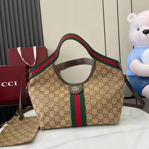 GUCCI Canvas Handbag Small Women's Beige Brown 860845-AAF8L-2547 L25cm W15cm H20cm