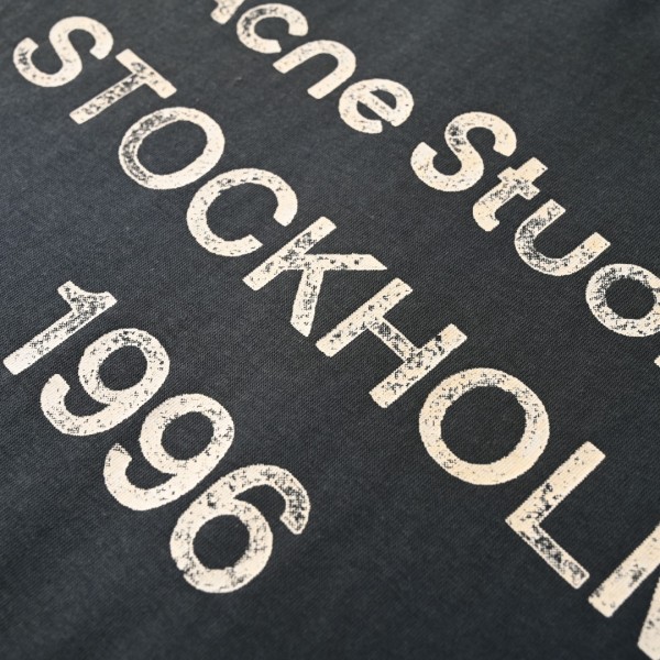 Acne Studios T Shirts Men's Dark Blue Crew Neck Moderate Straight Fit