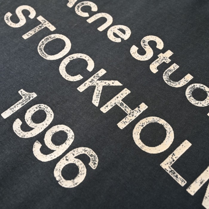 Acne Studios T Shirts Men's Dark Blue Crew Neck Moderate Straight Fit