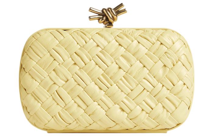 Bottega Veneta KNOT Cow Leather Clutch Women's Light Yellow 717622V2H417455 L20cm W5.5cm H12cm
