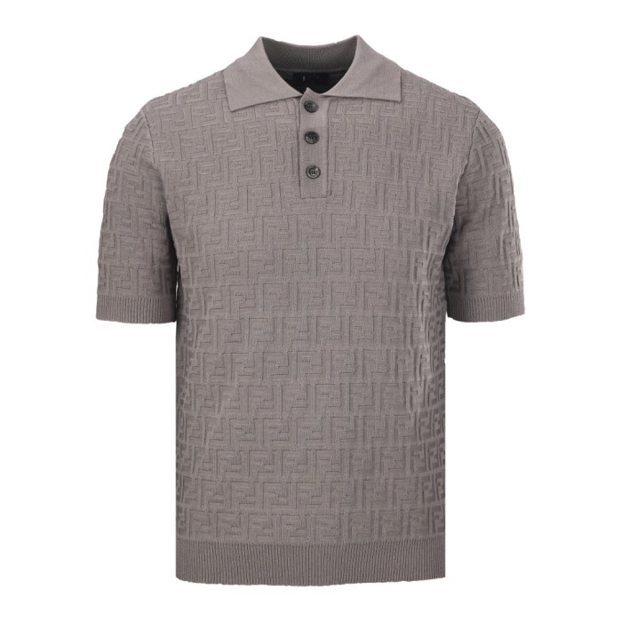 Fendi Ff Short Sleeved Knitted Polo Shirt