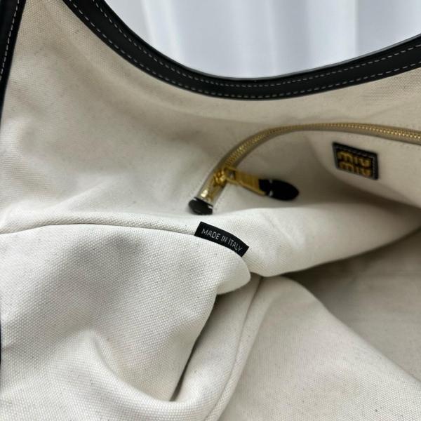 MIU MIU Leather Tote Bag, Shopping Bag, Handbag Women's Black 5BG276-2DDJ-F0002-V-OOO L38cm W38cm H18cm