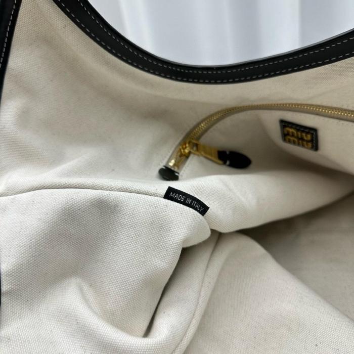 MIU MIU Leather Tote Bag, Shopping Bag, Handbag Women's Black 5BG276-2DDJ-F0002-V-OOO L38cm W38cm H18cm
