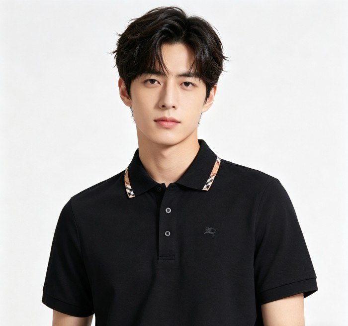Burberry Ekd Embroidered Checked-Trim Polo Shirt