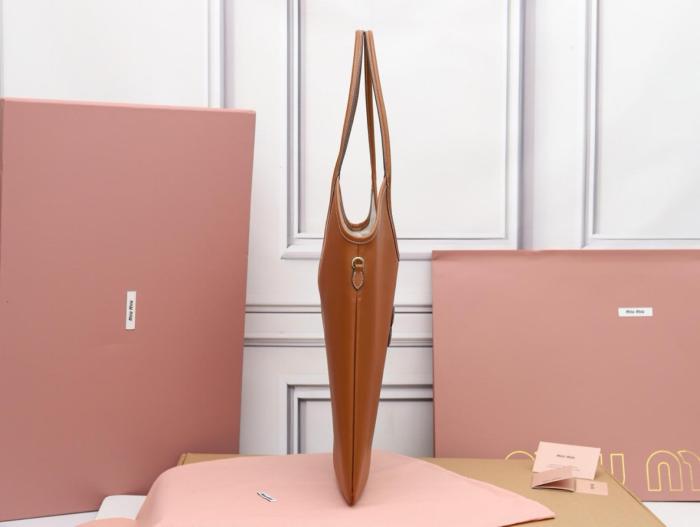 MIU MIU Leather Tote Bag, Shopping Bag, Handbag Women's Cognac 5BG231_2CRW_F0046_V_MLN L35*H40cm