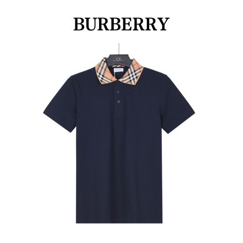 Burberry Polo Shirts Men's Marine Blue Polo Collar Moderate Straight Fit