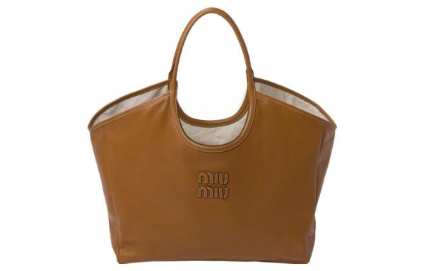 MIU MIU Leather Tote Bag, Shopping Bag, Handbag Women's Caramel 5BG276-2DDJ-F098L-V-OOO L38cm H38cm W18cm